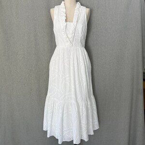 LILLY PULITZER Resort White Shandi Paradise Swirl Eyelet Midi Dress